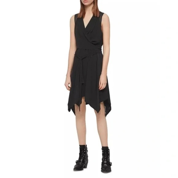 All Saints Black Jayda Jersey Dress NWT​ - Picture 2 of 9